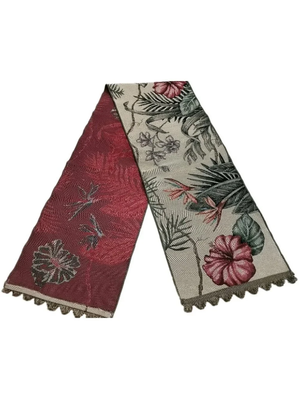 Tropical Tapestry Table Runner Hibiscus Bird of Paradise 70x12